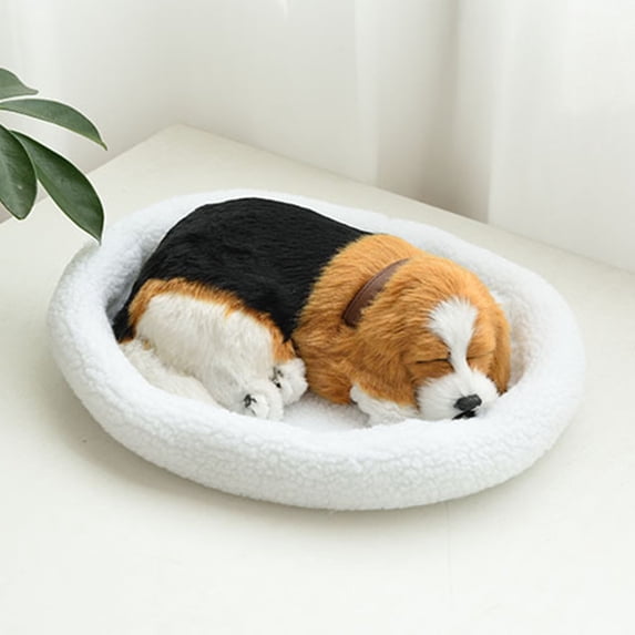 MMJ Breathing Dog Plush Toy Realistic Sleeping Puppy Stuffed Animal Fluffy Companion 13.77x11.4in for Age 3 to Adult