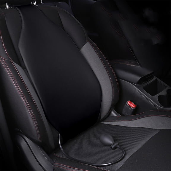 MMJ Car Lumbar Cushion Air Inflatable Adjustable Support Backrest Pad for Driver Seat Black