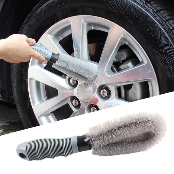 MMJ Car Wheel Brush L Shaped Tire Crevice Cleaning Tool for Hub Rim Auto Detailing 9.84x2.76x1.18in