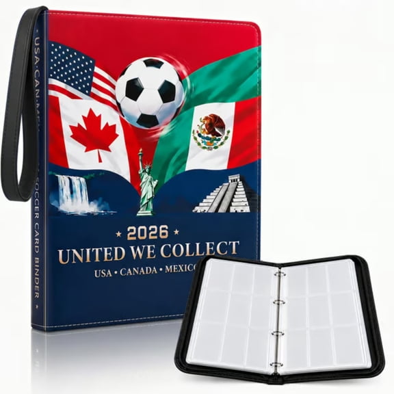 MMJ Card Binder Soccer Football Trading Album 400 Pockets Zipper Closure Premium PU Leather Waterproof Collection Book