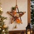 thumbnail image 1 of MMJ Christmas Decor Rattan Wreath with Dried Orange Pinecones Berries, Five-Pointed Star Hanging for Door Wall Christmas Decor 9.84x9.84in, 1 of 7