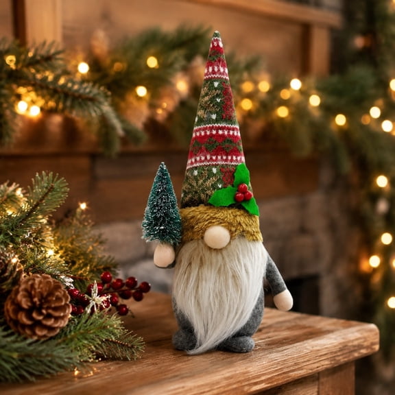 MMJ Christmas Decorations American Country Style Gnome Figurine Forest Elder Faceless Doll for Home Holiday Decor 11.81x3.94x2.36in