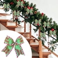 thumbnail image 1 of MMJ Christmas Decorations Pre Tied Bow Ornament Allover Print Fabric Elegant Gift Wrapping Tree Door Holiday Party Accent, 1 of 5