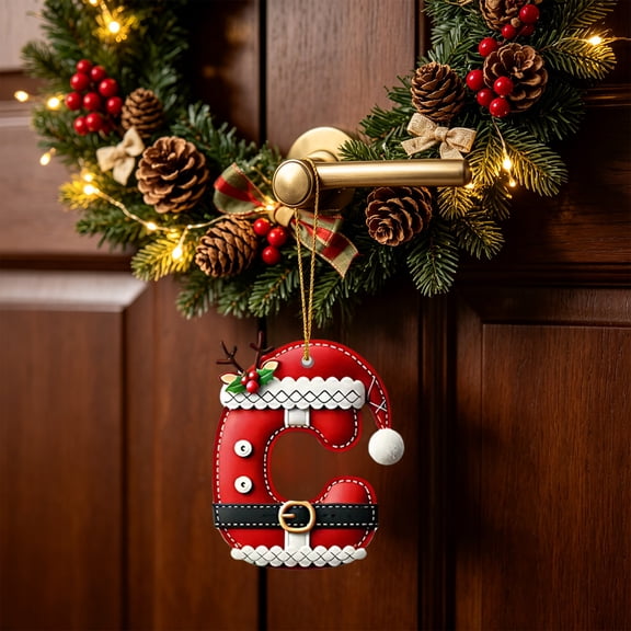 MMJ Christmas Tree Ornaments Initial Letter Pendant Acrylic Reindeer Design Hanging Decoration for Xmas Tree Home and Christmas Gifts for Family Friends 3.94in