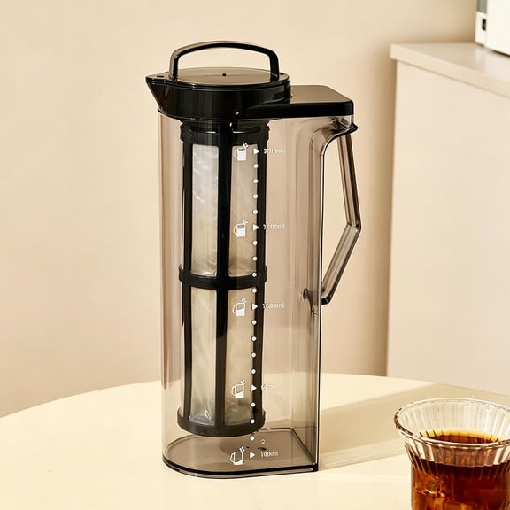 MMJ Cold Brew Coffee Maker Pitcher 2.2L with Removable Filter Spill Safe Carafe for Iced Tea Fruit 11.81x5.9x3.54in