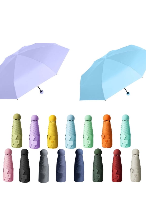 Compact Mini Umbrella Capsule UV Protection Foldable Portable Anti Sun Rain Travel Outdoor