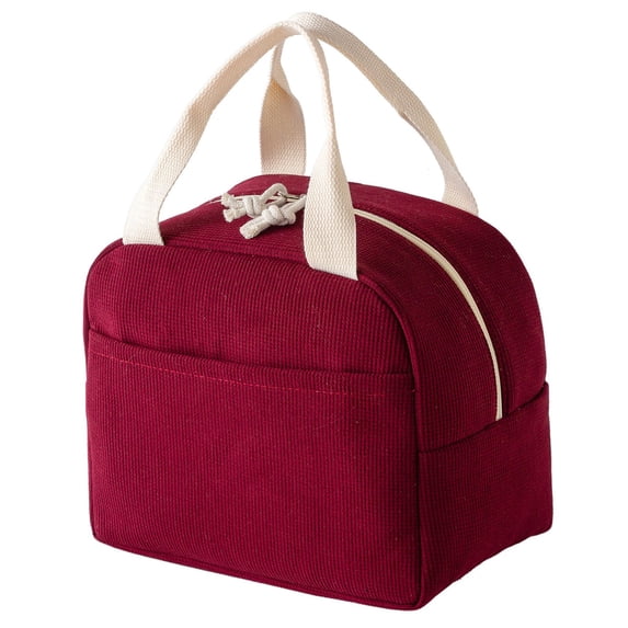 MMJ Corduroy Insulated Lunch Bag Waterproof Oil Proof Thermal Tote Reusable Work Picnic