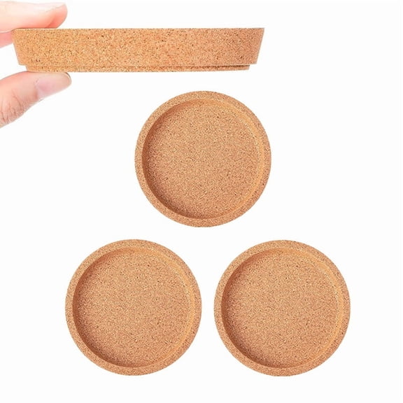 MMJ Cork Coasters 4in Round Drink Mat with Lip Absorbent Heat Insulation Tabletop Protector Cup Holder