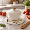 thumbnail image 1 of MMJ Cotton Rope Braided Placemat Round Heat Resistant Trivet Mat Natural Woven Floral Printed Kitchen Table, 1 of 9