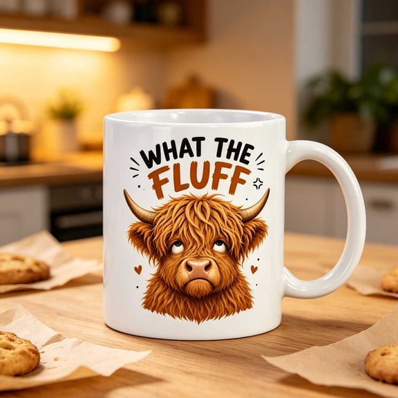 MMJ Cow Coffee Mug 11oz Funny Highland Cow Grumpy Ceramic Cup Punny Gift