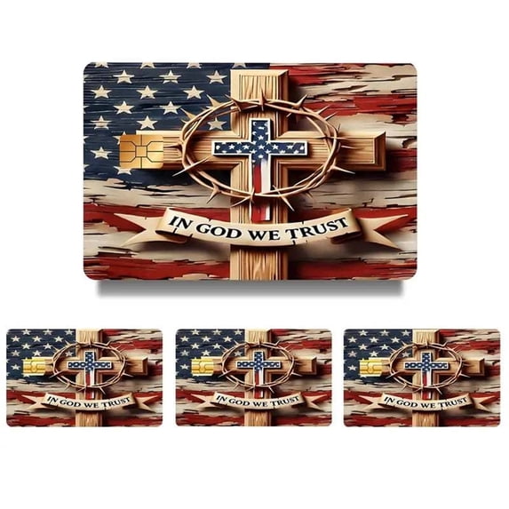 MMJ Credit Card Sticker Under USA Flag Waterproof Vinyl Cover for Debit Card Standard Size 2 Pack 3.4x2.1in