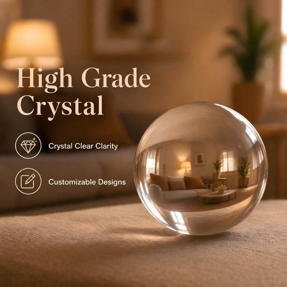 MMJ Crystal Ball Custom Photo Engraved Keepsake 6cm with Wood LED Base Personalized Gift Ultrasound Wedding Family Memory Ornament