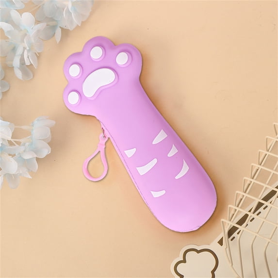MMJ Cute Cat Paw Pencil Case Large Capacity Pen Bag Portable Stationery Organizer Zipper Pouch 8.1x3.5in