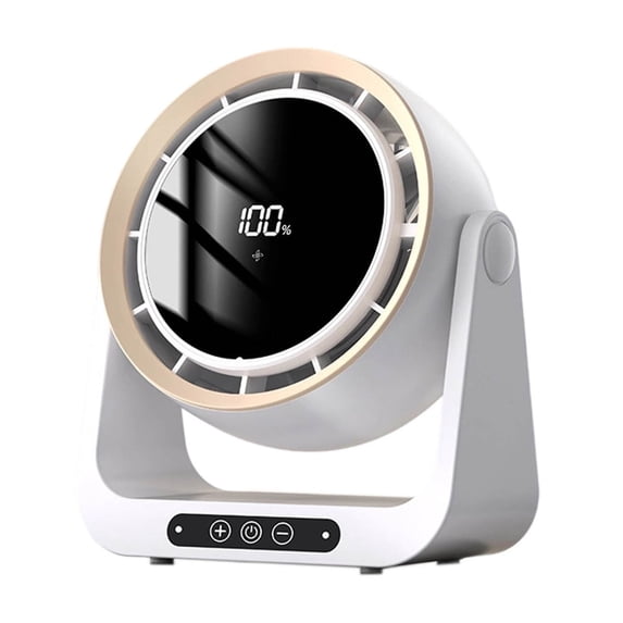 MMJ Desk Fan Bladeless Desktop USB Rechargeable Portable 5 Speed 90 Degree Adjustable LED Display Timer Quiet for Dormitory Bedroom