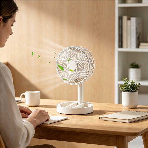 MMJ Desk Fan USB Powered Foldable Extendable Mini Portable 3 Speed Office Dorm Desktop Air Circulator 4.72x3.54in