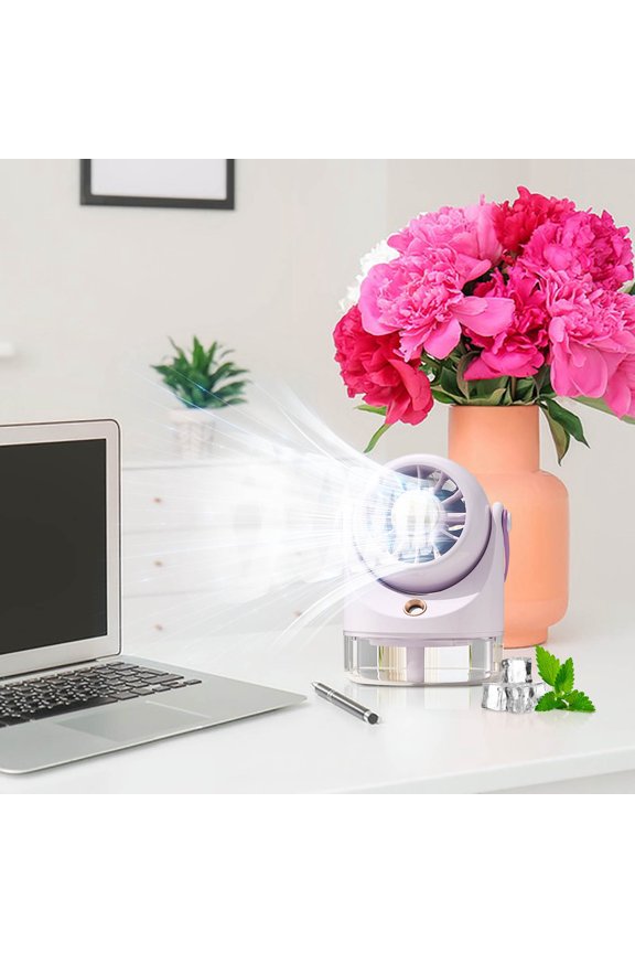 Desk Fan USB Rechargeable Spray Misting Cooler Quiet Air Circulation for Office Dormitory Bedroom 3.94x3.94in
