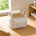 thumbnail image 1 of MMJ Desk Organizer Cotton Linen Fabric Storage Basket Small Fresh Desktop Sundries Box 7.87x6.3x5.12in White, 1 of 7