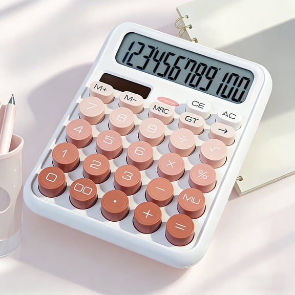 MMJ Desktop Calculator 12 Digit Dual Power Solar Battery for Office Home Business 6.3x4.7x1.2in