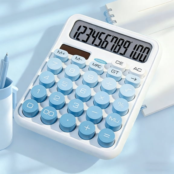 MMJ Desktop Calculator 12 Digit Dual Power Solar Battery for Office Home Business 6.3x4.7x1.2in