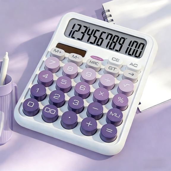 MMJ Desktop Calculator 12 Digit Dual Power Solar Battery for Office Home Business 6.3x4.7x1.2in