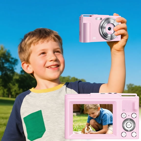 MMJ Digital Camera FHD 4K Video Compact Point and Shoot 16X Zoom Anti Shake Portable Rechargeable Vlogging Cam 3.54x2.36in Memory Card Included