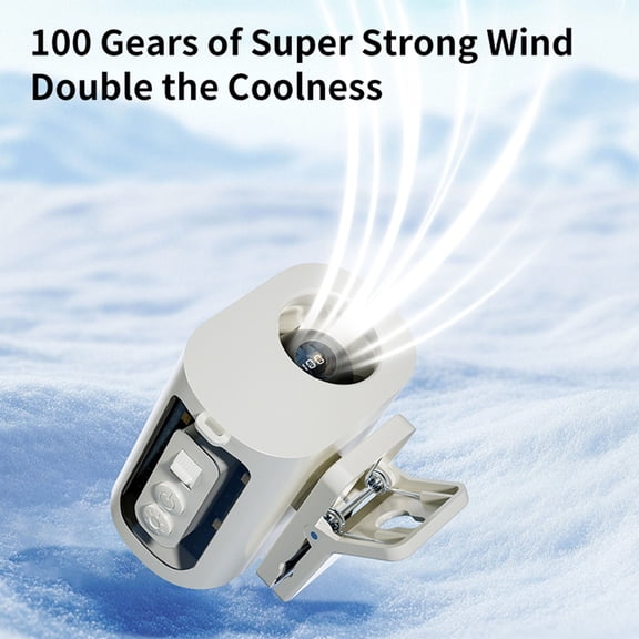 MMJ Digital Display Clip Fan with 100 Speed Adjustable and LED Light USB Rechargeable for Umbrella Desk