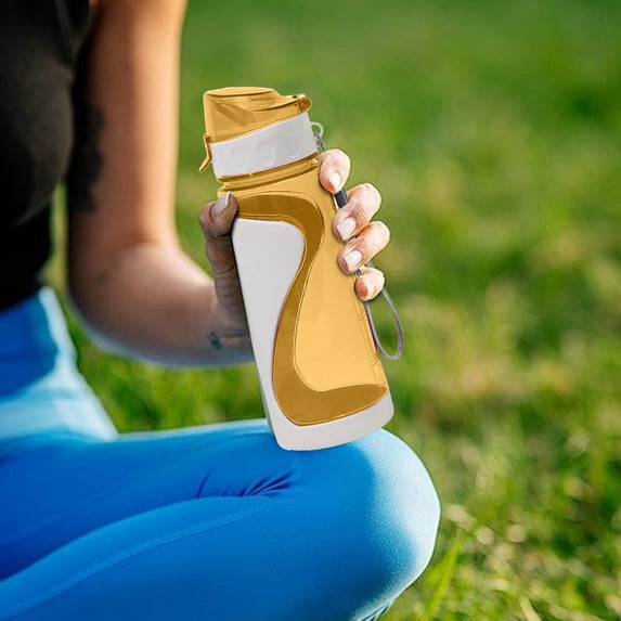 MMJ Double Layer Plastic Water Bottle 650ml Semi Transparent Frosted with Strap for Summer Sports 8.7x2.9x2.9in