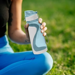 MMJ Double Layer Plastic Water Bottle 650ml Semi Transparent Frosted with Strap for Summer Sports 8.7x2.9x2.9in