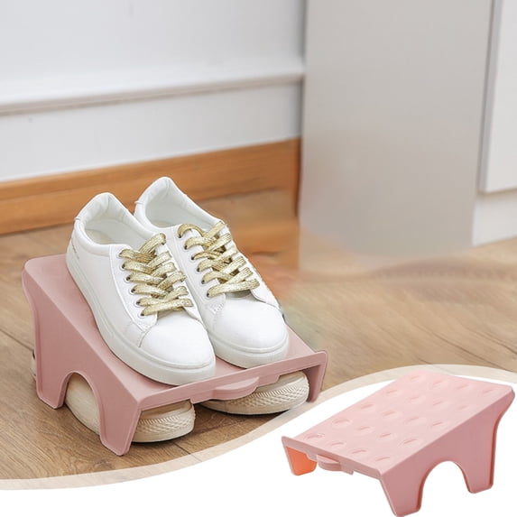 MMJ Double Tier Shoe Tray Rack PP 9.84x8.07x4.92in for Home Dorm Cabinet Space Saving