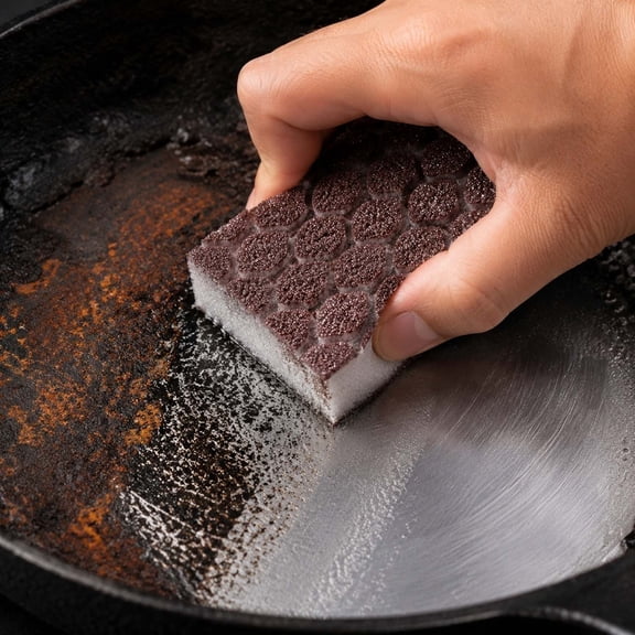 MMJ Emery Sponge Block Kitchen Cleaning Descaling and Rust Removal Scouring Pad with Diamond Grit for Metal Wood and Ceramic Surfaces