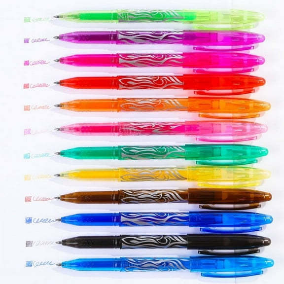 MMJ Erasable Pen 12 Colors Heat Sensitive Flame Retractable Fine Point for Office 0.5mm