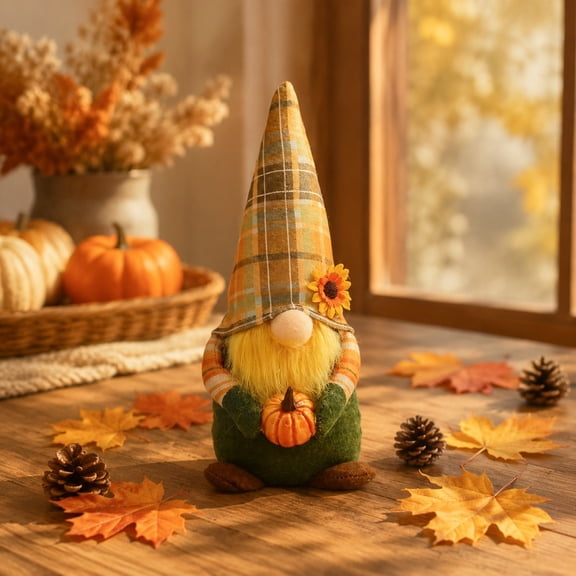 MMJ Fall Decor Scarecrow Gnome Figurine Faceless Rudolph 11.8x5.1x4.3in Thanksgiving Tabletop Display
