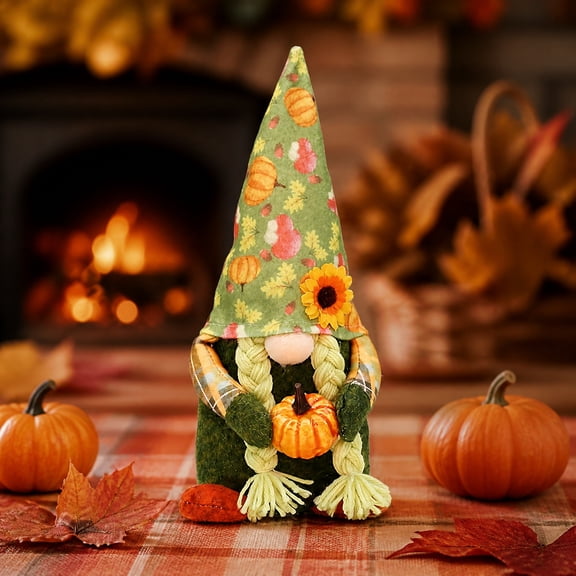 MMJ Fall Decor Scarecrow Gnome Figurine Faceless Rudolph 11.8x5.1x4.3in Thanksgiving Tabletop Display