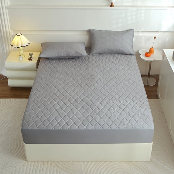 MMJ Fitted Sheet Waterproof Quilted Mattress Protector Machine Washable for Twin 35.4x78.7x11.8in