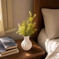 thumbnail image 1 of MMJ Fluted Ceramic Vase Set of 2 Matte Black White Table Centerpiece Home Decor 8.27x5.12x5.12in With Leaves, 1 of 7