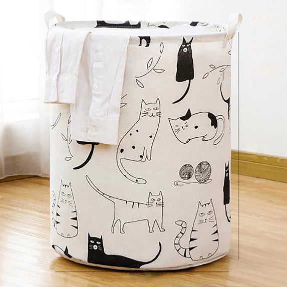 MMJ Foldable Laundry Basket 75L Cotton Linen Storage Hamper Dorm Room Decor with Drawstring