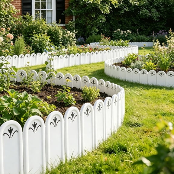 MMJ Garden Fence 5 Pack Plastic Picket Edging for Lawn Flower Bed Border Decorative Yard 8x5.9in