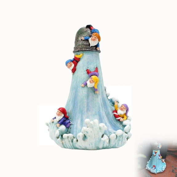 MMJ Garden Gnome Resin Figurine Climbing Dwarf Water Spray Statue Outdoor Indoor Yard Desk Decor