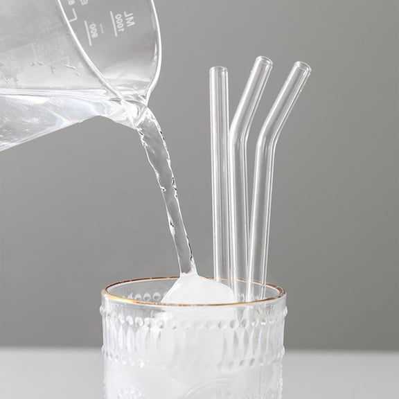 MMJ Glass Straws Set Transparent Anti Lipstick Non Disposable with Cleaning Brush for Juice