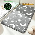 thumbnail image 1 of MMJ Glow in Dark Bath Mat Microfiber Soft Absorbent Non-Slip Machine Washable Geometric Crescent Star Pattern 23.62x15.75in, 1 of 8