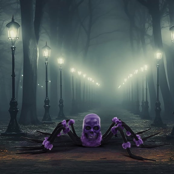 MMJ Halloween Decorations Electric Crawling Spider Voice Activated Light Up Animated Horror Prop 25.6in