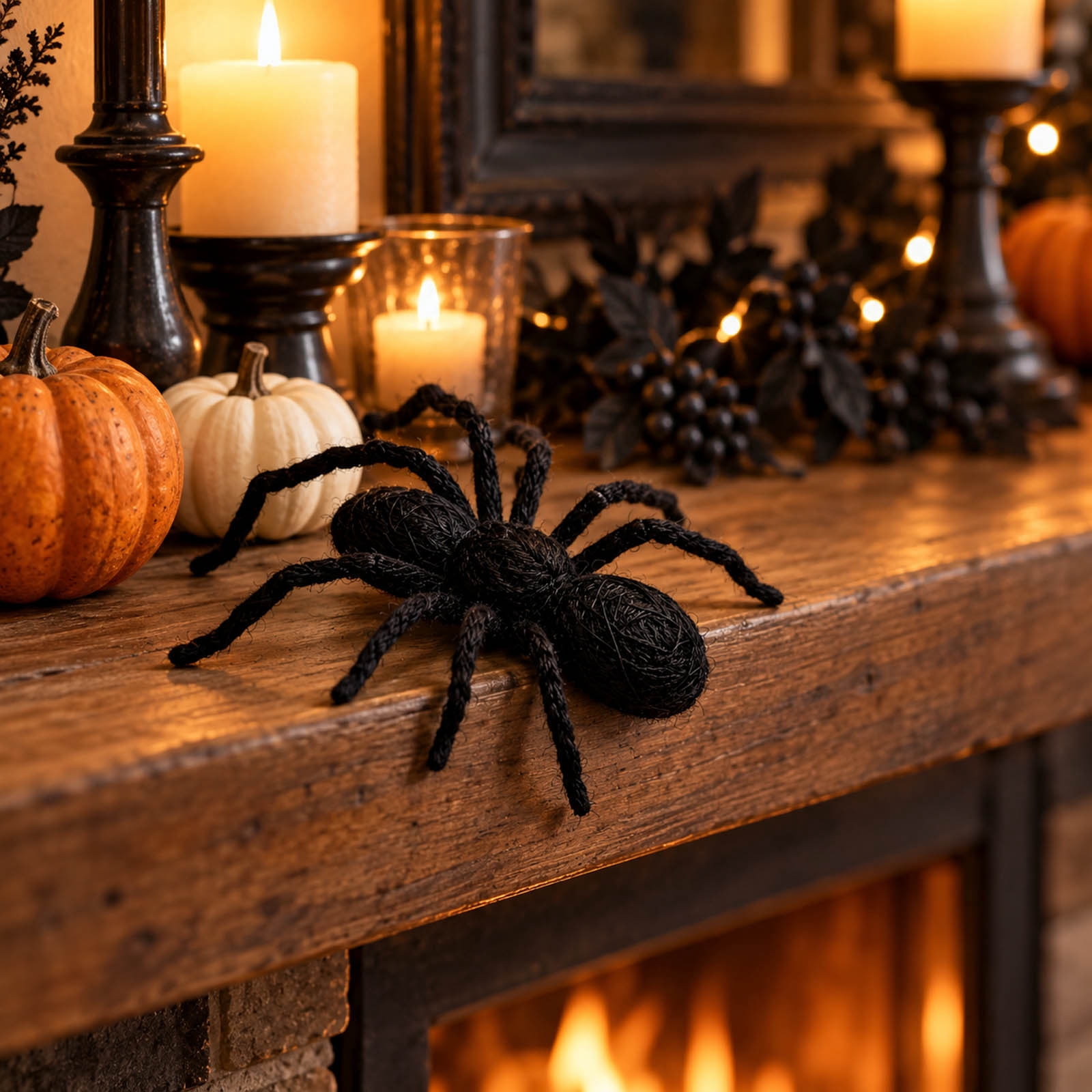 Wrapped Party MMJ Halloween Decorations Rattan Spider Ornament Realistic Black ...