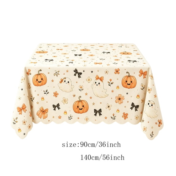 MMJ Halloween Tablecloth with Themed Pattern, Full Coverage for Dining Table Party Holiday Halloween Decor 35.43x55.12in