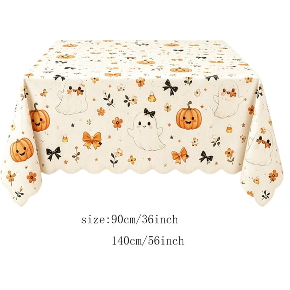 MMJ Halloween Tablecloth with Themed Pattern, Full Coverage for Dining Table Party Holiday Halloween Decor 35.43x55.12in