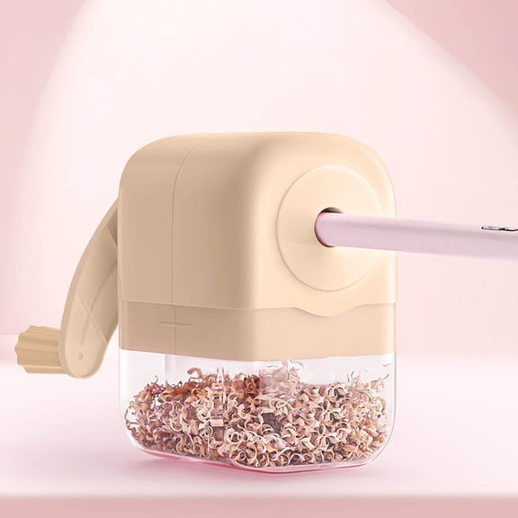 MMJ Hand Crank Pencil Sharpener with Transparent Shavings Container Manual Rotary for Home
