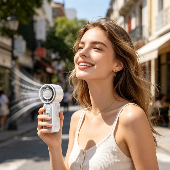 MMJ Handheld Turbofan Mini Fan Digital Display High Speed Wind USB Rechargeable Portable