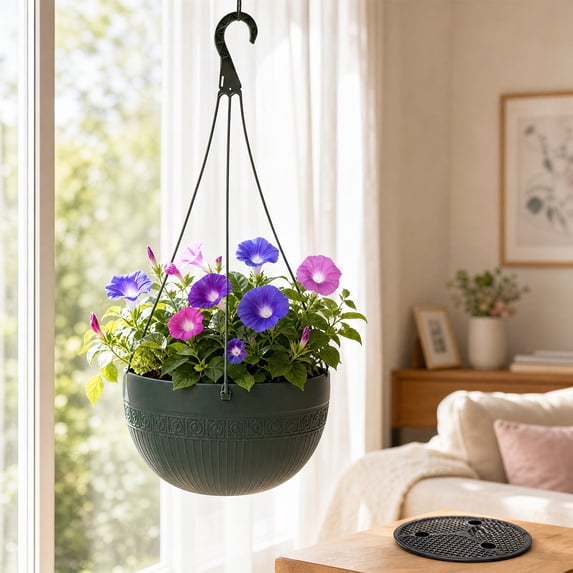 MMJ Hanging Planter Self Watering with Drainage Layer Plastic 18.90x6.50x3.94in for Plants Pothos Home Decor