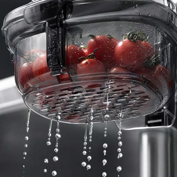 MMJ Hanging Sink Colander Basket Multifunctional Transparent Over Cabinet Strainer Detachable Vegetable Fruit Washing Kitchen 6.50x6.30in