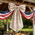 thumbnail image 1 of MMJ Independence Day Bow Large Satin Red White Blue Hanging Wreath Front Door Patriotic Party Decoration, 35.43x23.62in, 1 of 7
