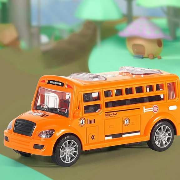 MMJ Inertial Bus Toy Model Cartoon Vehicle Push Go Car Sliding Openable Door for Age 3 to Adult 5.12x2.17x2.36in